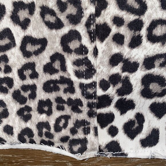 Good American Leopard Print Raw Edge Mini Skirt Size 12 Nordstrom NWT Kardashian - Picture 5 of 6